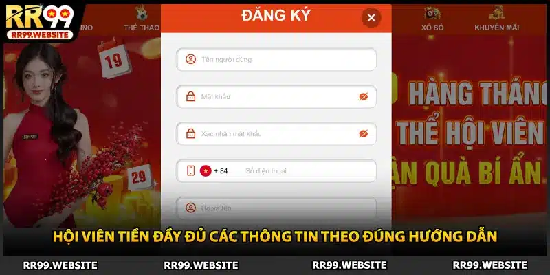 Hội viên tiền đầy đủ các thông tin theo đúng hướng dẫn