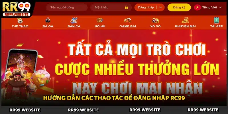 Hướng dẫn các thao tác để đăng nhập RR99
