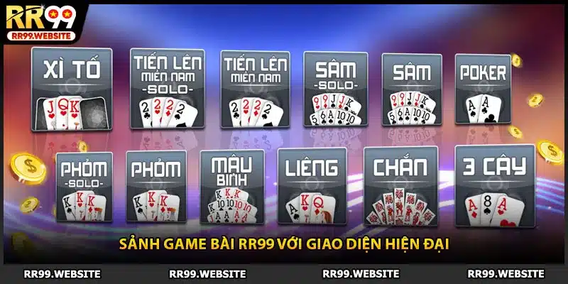 Sảnh game bài RR99 với giao diện hiện đại